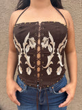 Mocha Blossom Corset Top
